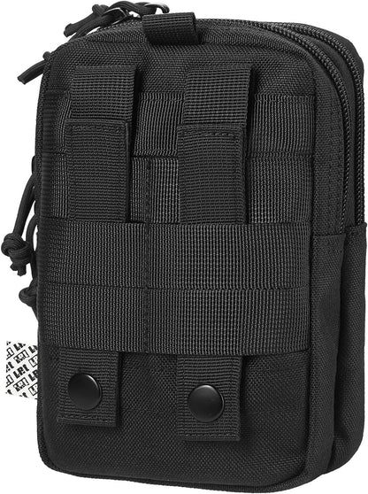 LefRight Multipurpose Tactical Molle Mobile Phone Belt Pouch EDC Gadget Slim Utility Waist Bag with Cellphone Holster Large Black