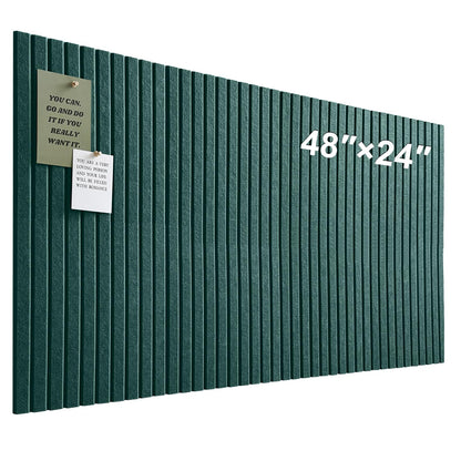 Large Cork Board for Office, 8 Pack Felt Wall Tiles with Slat Wall Paneling and Safe Removable Adhesive Tabs, Felt Bulletin Board Pin Board Cork Boards for Walls - Forest Green