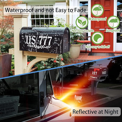 132 Pcs 2" Reflective Mailbox Numbers Letters Stickers for Outside,Self Adhesive Numbers and Letters for Address Mailbox,White Vinyl Waterproof Stick on Address Decals for House Sign Door Cars Home