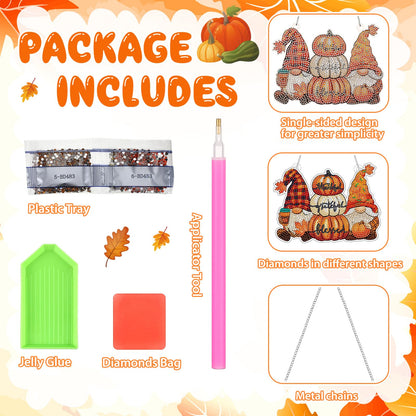 Yousoontic 3 Pcs Fall Door Decorations DIY Thanksgiving Diamond Painting Hanging Sign Thanksgiving Day Door Hanger Set Diamond Art Welcome Sign for Home Wall Front Party Supplies