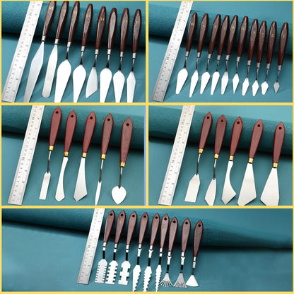 Lasnten 37 Pcs Palette Knife Set Pallet Knife Set Stainless Steel Paint Spatula Tools with Wooden Handle for Acrylic Color Mixing Scraper Supplies Oil Painting Accessories