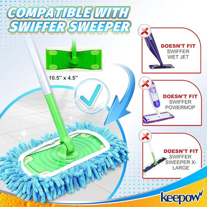 KEEPOW Reusable Microfiber Mop Pads Compatible