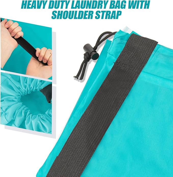 Heavy Duty Laundry Bag with Strap, 2 Pack Travel Laundry Bags
