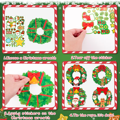Eternity sky 54pcs Christmas Crafts for Kids - Xmas Wreath Ornament Making Kit Bulk with Snowman for Winter Holiday, Classroom, Adults