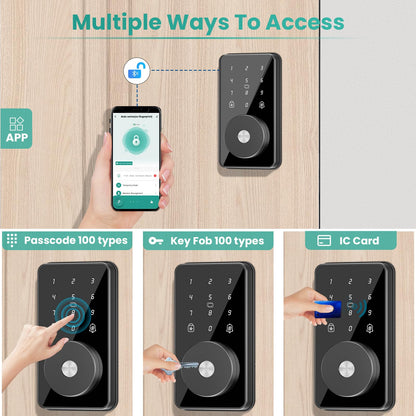 Smart Lock, 4-in-1 Keyless Entry Door Lock for Front Door, 6 Digital Code Door Lock with Keypad, Bluetooth Smart Deadbolt, App Control