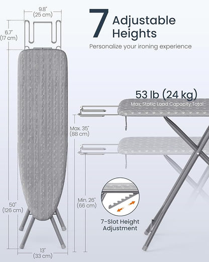 SONGMICS Ironing Board, Foldable Iron Board, Height Adjustable up to 35 Inches
