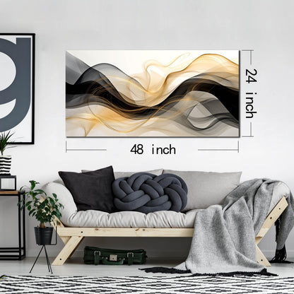 Abstract Canvas Prints Black and White Wall Art Gold Wall Decoration Artwork Decor for Bedroom Dining Room Home Office Kitchen 24x48 Modern Art Decor