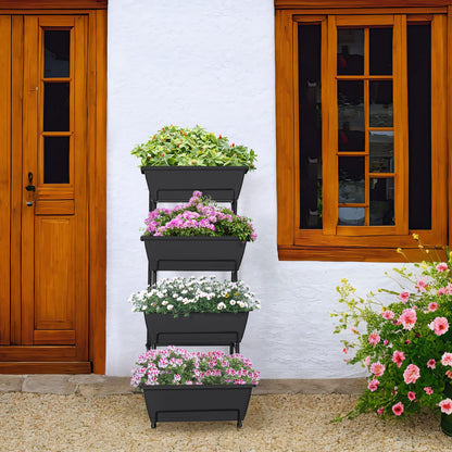 OYEAL Raised Garden Bed 4 Tier Vertical Garden Planters Indoor Outdoor Raised Planter Box with Legs Elevated Herb Garden Planter for Flowers Vegetables Plants, Black