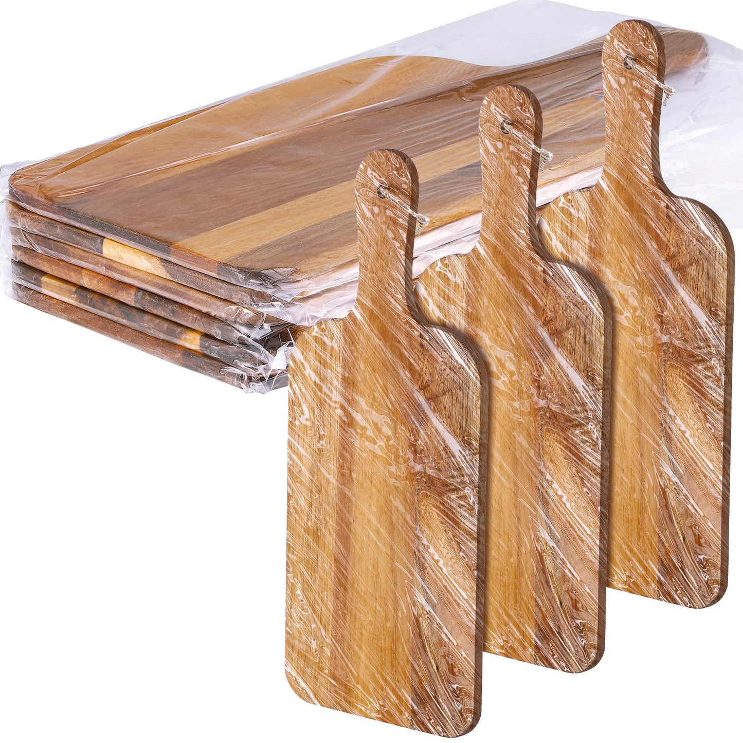 Patelai 6 Pcs Cutting Board Set with Handles Laser Engraving Wooden Charcuterie Kitchen Plain Serving Chopping Board Bulk for DIY Housewarming(Acacia Wood,15 x 7 Inch)