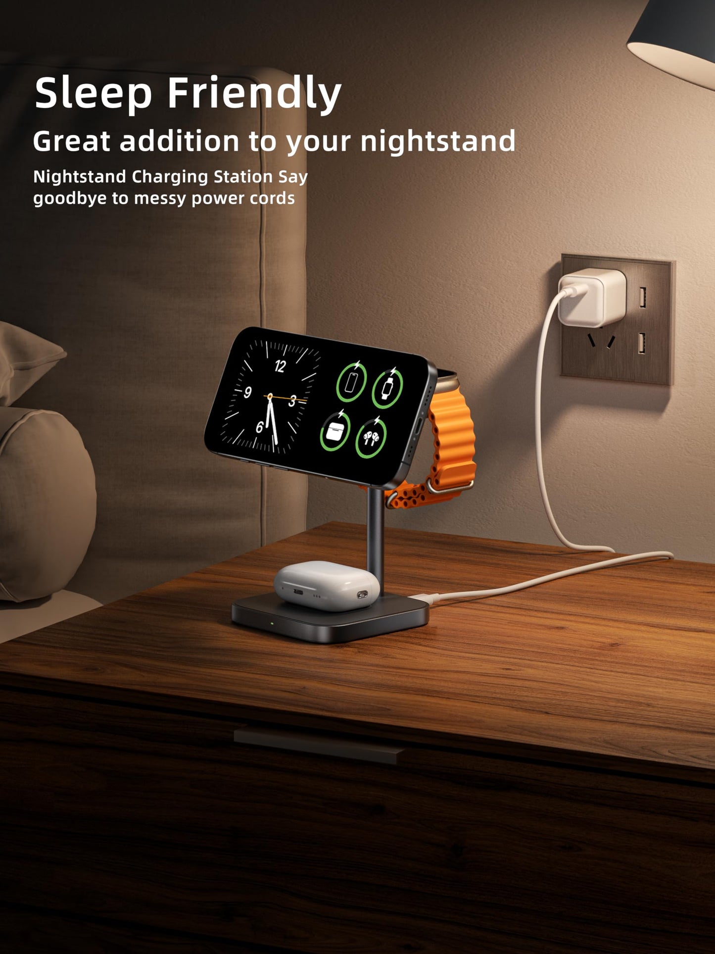 [Qi2 Certified ] LULULOOK 3 in 1 Charging Station, 15W QI2 Wireless Charger Stand Magnetic Charger for iPhone 17/16/15/14/13/12 Series, AirPods Pro/3/4, Apple Watch with 30W PD Adapter