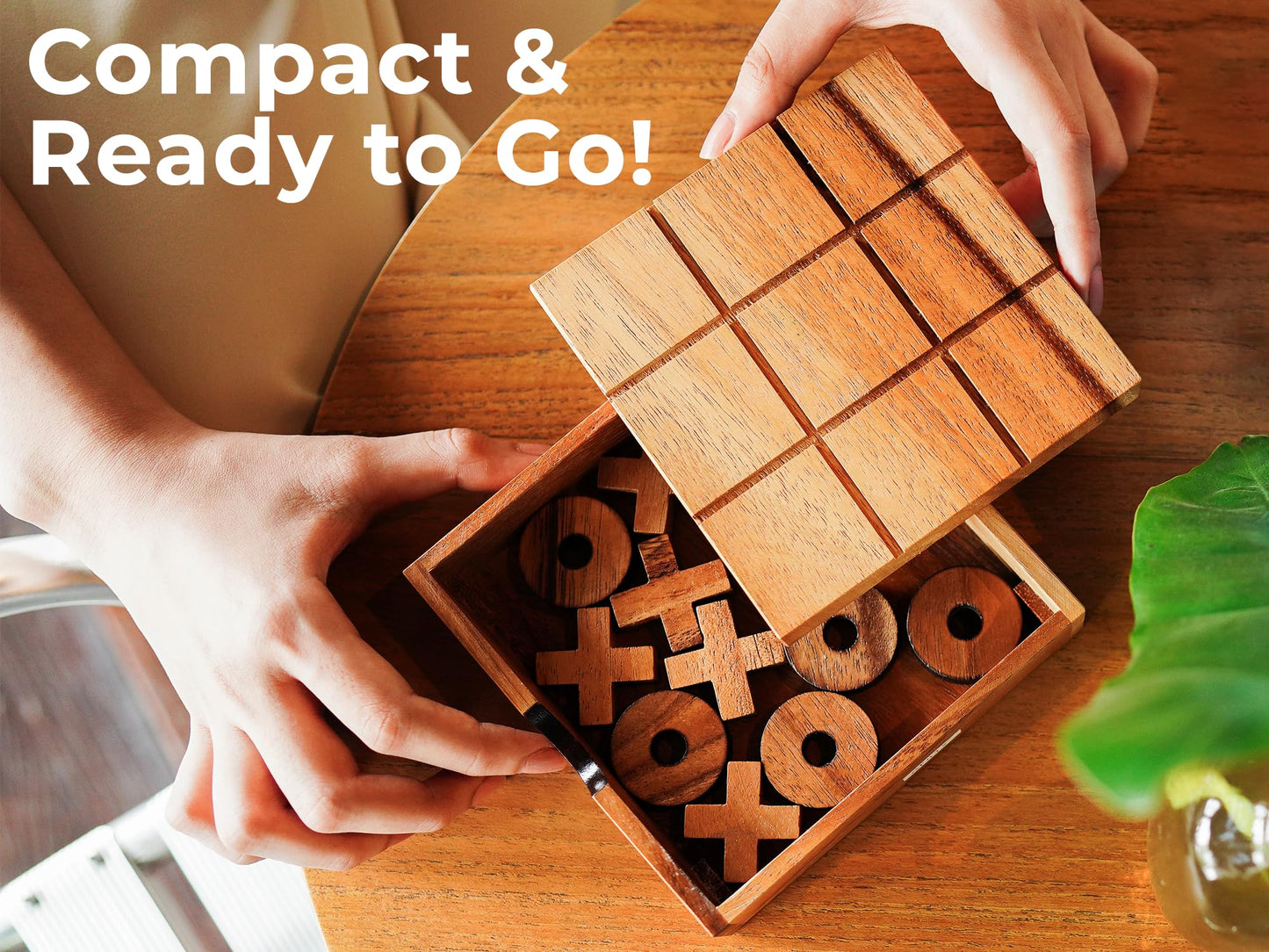 BSIRI Wooden Tic Tac Toe Game Coffee Tabletop XO Blocks Ideal for Family Living Room Games Night for Adults for Desk Decor and Unique Wood Gifts for All Occasions 5.5 Inch