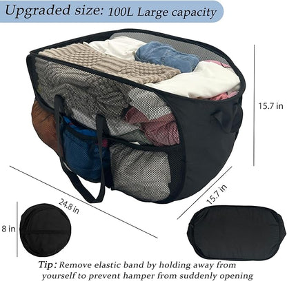 100L Extra Large Mesh Pop Up Hamper