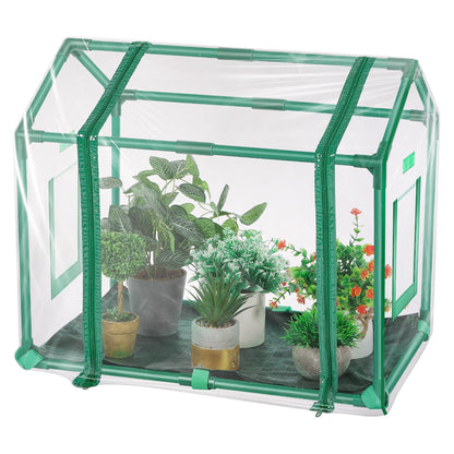 Mini Greenhouse with Potting Mat for Indoor Plant, Heavy Duty Portable Green House with Waterproof Pot Pad for Small Plants, Clear Small Plant Tent for Seed Humidity (Green)