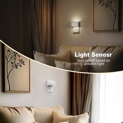 JandCase LED Night Light, [2 Pack] Night Lights Plug into Wall with Dusk to Dawn Sensor, Dimmable Plug in Night Light, Adjustable Brightness, 3000K Soft White Nightlight for Bedroom Bathroom Hallway