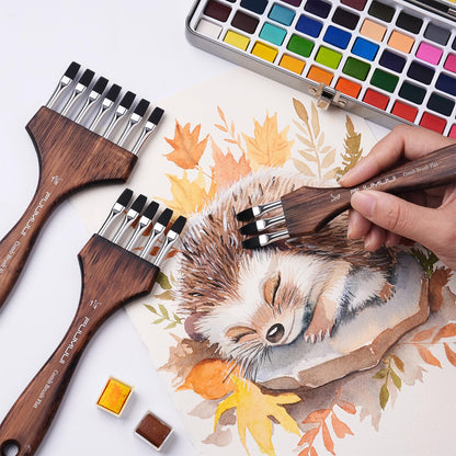 Fuumuui Grainer Brush Set - 3Pcs Professional Multi-Tooth Brushes, Flat Head Comb Brush Set Designed for Textures and Special Effects for Acrylic Painting, Oil & Watercolor, Short Handle
