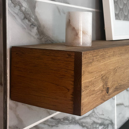 Urbandi Modern Fireplace Mantel, Contemporary, Floating Mantle, Shelf, Hand Crafted, (Brown, 60Lx6Hx8D)