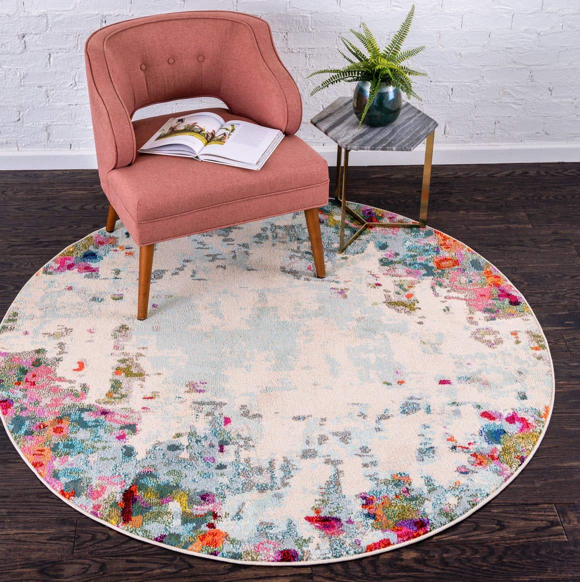 Unique Loom Chromatic Collection Area Rug - Joyous (6' 1" Round Multi/Blue)
