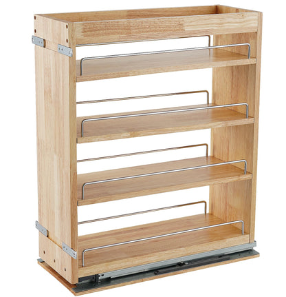 DINDON Pull Out Spice Rack Organizer for Cabinet, (5" W x 21.9" D x 25.2" H) Multi-Use Wood Pull Out Cabinet Organizer Slide Out Shelf Cabinet Storage for Kitchen, Pantry Organization