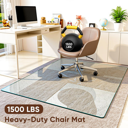 Antok Tempered Glass Chair Mat, 45"x60" Office Chair Mat for Carpet & Hardwood Floors, Heavy Duty 1/5" Desk Chair Mat for Smooth Rolling at Home or Office