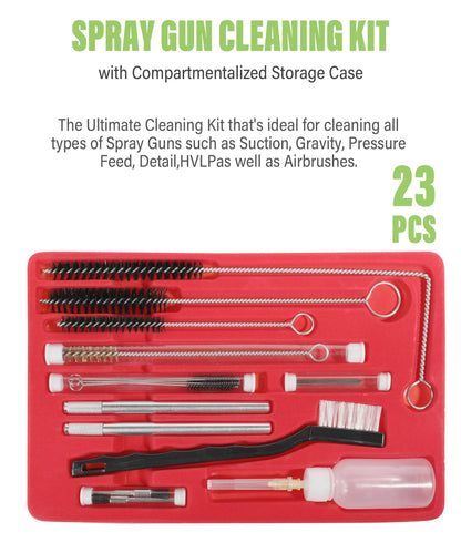 RACOONA 23PCS Air Spray Gun Cleaning Kit,Automotive Use Airbrush Cleaning Kit,Car Accessories Paint Gun Cleaning Kit,Complete Maintenance Set for Cleaning HVLP Spray Guns,Paint Guns,Air Tools,Airbrush