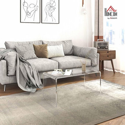 HOMCOM 32" Acrylic Coffee Table, 0.6" Thick Rectangle Waterfall Center Table for Living Room, Modern, No Assembly Required, Clear