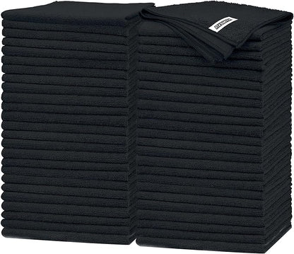 FIXSMITH Black Microfiber Cleaning Cloth -Pack of 50, Highly Absorbent Cleaning