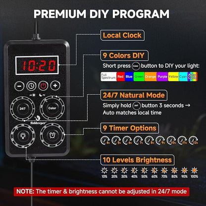 fishkeeper Smart LED Aquarium Light with One-Button Real-Time Sync, 24/7 Mode Full Spectrum Fish Tank Lights, 9 Colors DIY, 9 Timer, 10 Brightness IP68 Waterproof Aquarium Plant Light for 12-18 inch