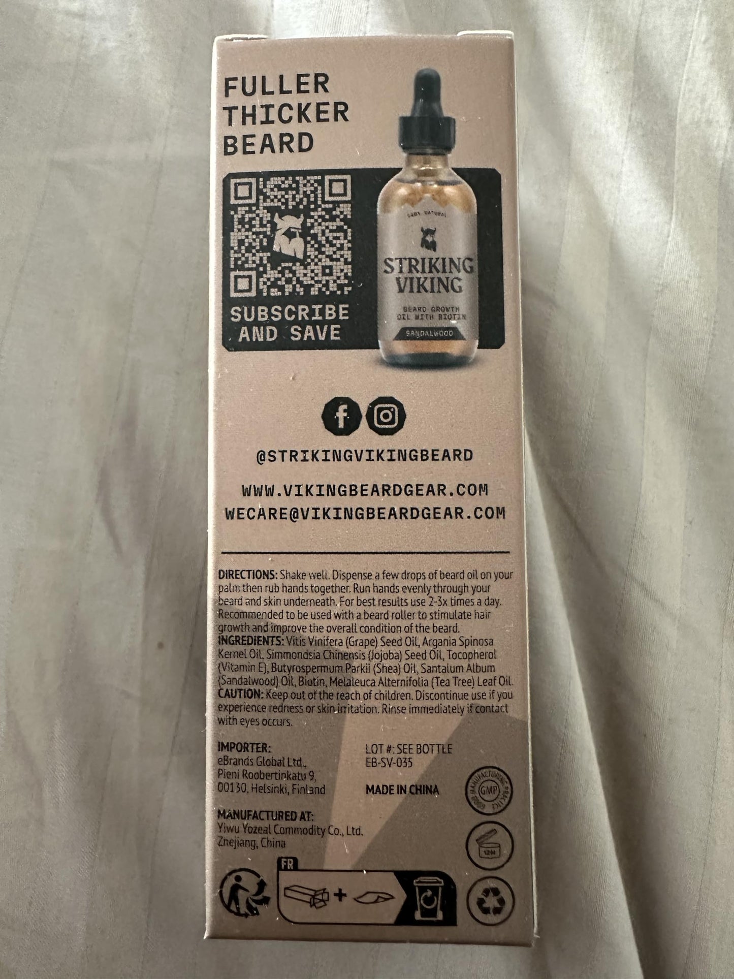 Striking Viking Beard Oil with Biotin for Men - 2 Fl Oz, 1 Pack, Sandalwood - Thickening & Conditioning Beard Growth Oil & Serum with Argan & Jojoba for Hydrated Facial Hair