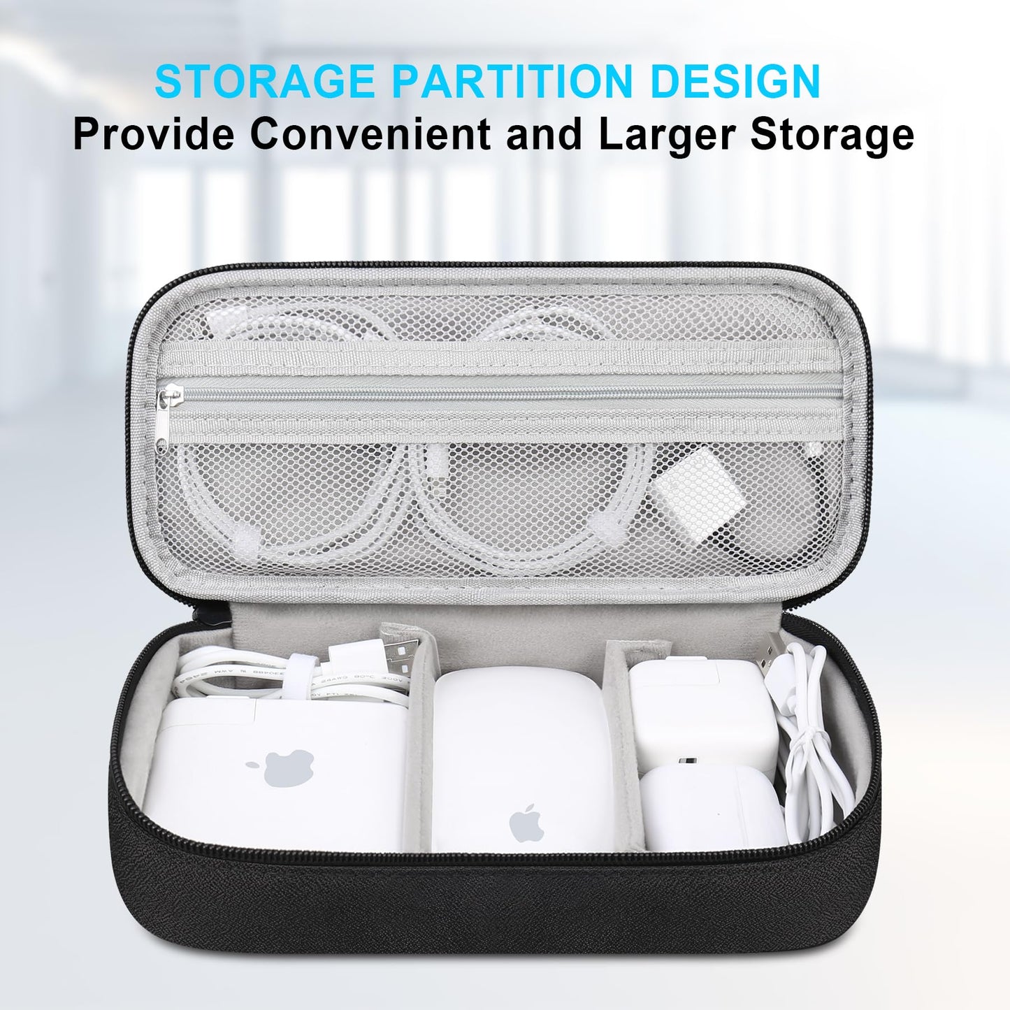 Lacdo Electronic Organizer Travel Cable Organizer Bag Pouch Tech Electronic Accessories Carry Case Portable Double Layers Charger Case for Cable, Cords, Charger, Earphone, Power Bank, Black