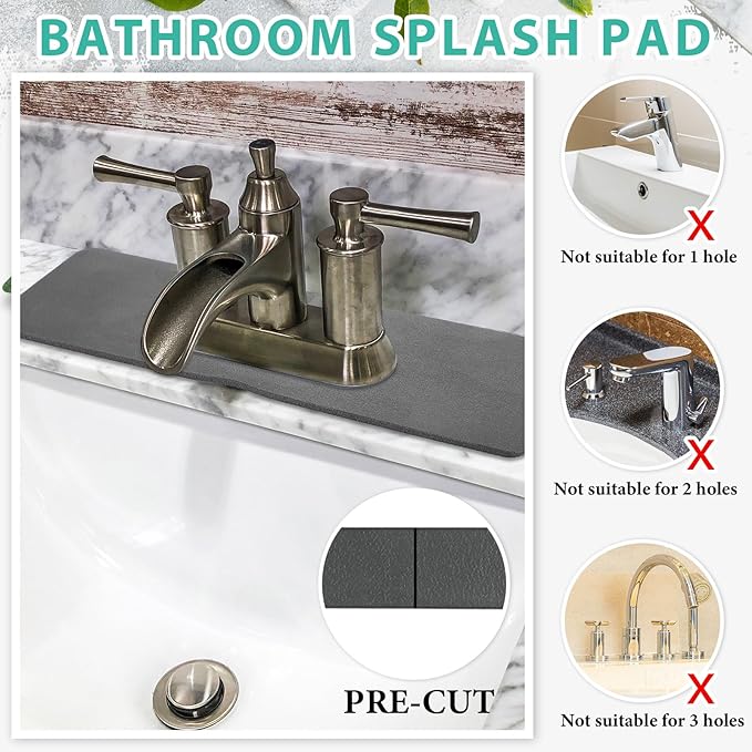 Tioncy 2 Pcs Faucet Mat Sink Splash Guard Oval-hole Oval Splash Pad