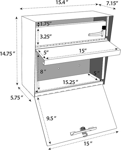Mail Boss 7161 Metro Locking Security Wall Mount Mailbox, Granite,Medium