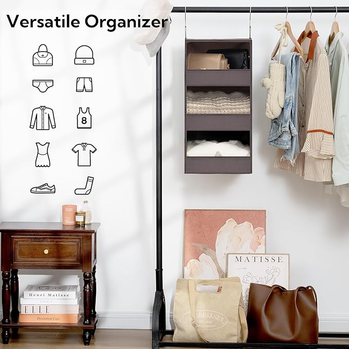 GRANNY SAYS 3-Shelf Closet Organizers and Storage, Foldable Hanging Closet