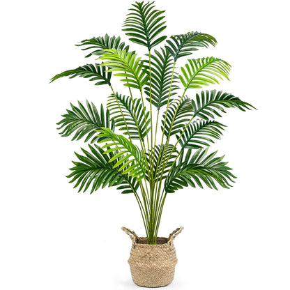Der Rose 44" Fake Plants Artificial Palm Tree with Hand Woven Basket for Home Office Living Room Balcony Indoor Easy Assembly