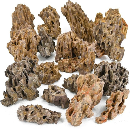 Unocho Aquarium Rocks Natural Dragon Stone Seiryu Rocks 20lb Fish Tank Rocks for Aquariums Landscaping Model Tank Decoration Paludarium Amphibian Enclosures(2-8 inches)