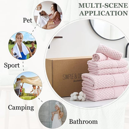 Simple&Opulence 6 Piece Luxury Towel Set, 100% Cotton Bathroom Towels