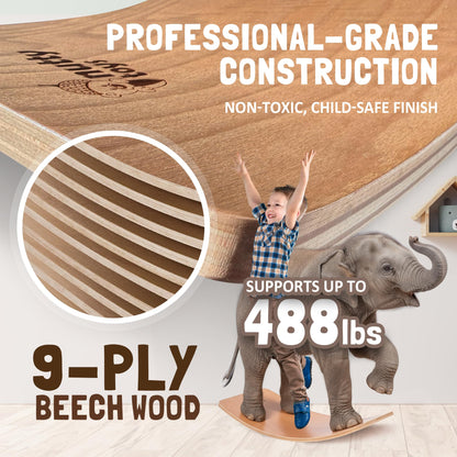 NUTTY TOYS Montessori Wooden Wobble Board for Kids & Adults - 100% Natural Wood Balance Board, Toddler Balancing Toy, Unique Boy & Girl Open Ended Toy, Best Christmas Stocking Stuffer Gifts Idea 2026
