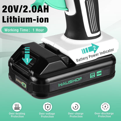 HAUSHOF Cordless Hot Glue Gun, 20V Glue Gun with 20 PCS Full Size Sticks, Drip-Free Fast Preheating Glue Gun Kit for DIY & Crafts, Repair and Construction, Rechargeable Battery and Charger Included