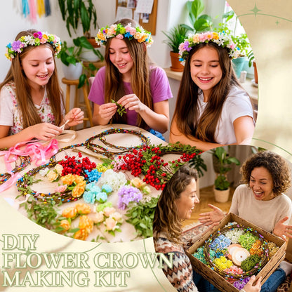 Pattyeer 153Pcs(30 Set) DIY Flower Crowns Making Kit, Handmade Floral Crown Garland Wreath Craft Kit, Make Your Own Flower Hair Accessories Gift for Women