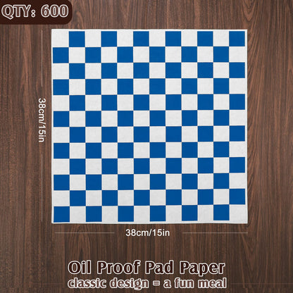 Honeydak 600 Pcs Sandwich Wrapping Paper Sheet 15x15 Checkered Food Wax Sheets Parchment Burgers Paper Basket Liner Grease Restaurant Wedding Party Supplies for Wrapping Bread BBQ