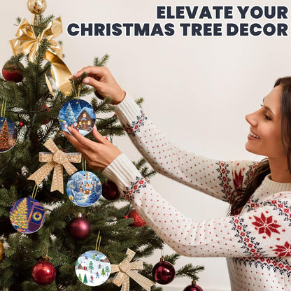 AceSubli 36 Pcs Metal Sublimation Ornament Blanks Bulk Double Sided, Aluminum Sublimation Christmas Ornament Blanks, Round Christmas Sublimation Blanks with Strings for Gifts Christmas Tree Home Decor