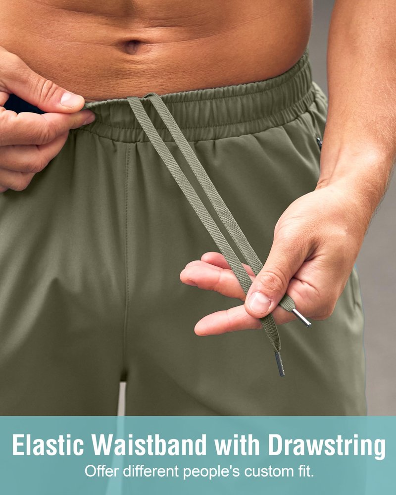 G Gradual Men's Athletic Running Shorts with Zipper Pockets Quick Dry 7"/ 5"/ 9" Workout Gym Shorts for Basketball Hiking(Sage Green,7XL)