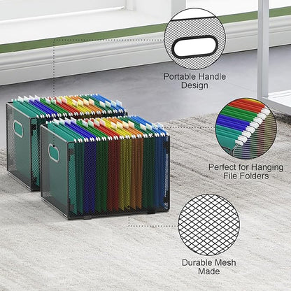 samstar 2 Pack Hanging File Organizer, Mesh File Folder Box Filing Box File