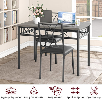 Garvee Small Dining Table Set for 4, Wooden Kitchen Table with 4 Upholstered Chairs, Space Saving Compact Dining Table with Corner Guard, Ideal for Kitchen, Dining Room, and Small Area, Gray