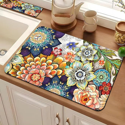 24.5" x 15.5" Dish Drying Mat & 24" x 5.5" Sink Splash Guard, Super Absorbent