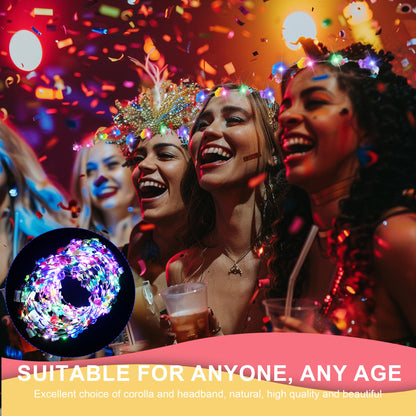 QSJQAMG 30 Pcs LED Flower Crown Headband,led Headbands,Light Up Flower Headbands for Women,Garlands Glowing Floral Wreath Crowns for Weddings,Halloween,Birthdays,Role-Playing,Beach Parties，Christmas