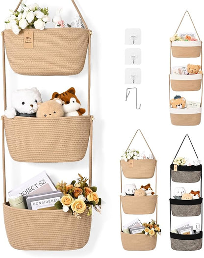 Hanging Basket, 3-Tier Wall Baskets, Over the Door Organizer