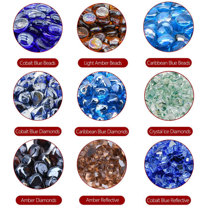 GasSaf 10-Pound 1 inch Diamonds Fire Glass for Gas or Propane Fire Pit Fireplace & Landscaping (Caribbean Blue Luster)
