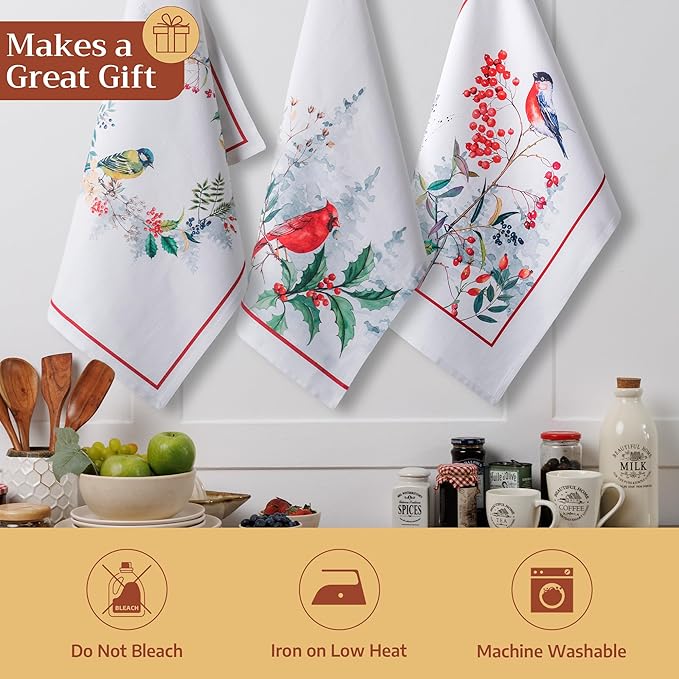 Maison d' Hermine Kitchen Towels Set of 3 100% Cotton 20" x 27.5" Reusable