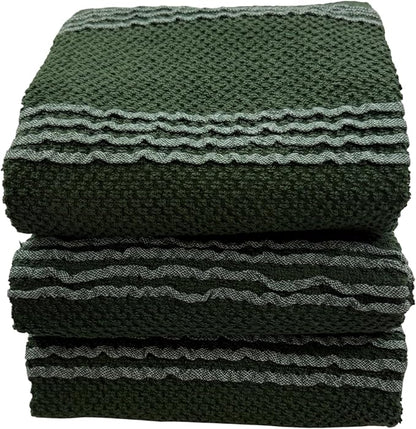 Serafina Home Dark Forest Green Kitchen Hand Dish Towels: Oversized 18" x 28"