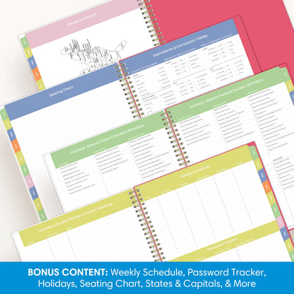 Blue Sky 2026-2027 Weekly and Monthly Academic Year Teacher Lesson Planner Calendar, July 2026 - June 2027, 8.5" x 11", Flexible Cover, Wirebound, Laminated Tabs, Storage Pocket, Apple Sketch